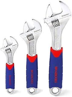 WORKPRO Adjustable Spanner Set 3-Piece, Metric and SAE Wrench Spanner, 6-inch(150mm), 8-inch (200mm),10-inch(250mm), Adjustable Spanner Wide Jaw, Soft Handle