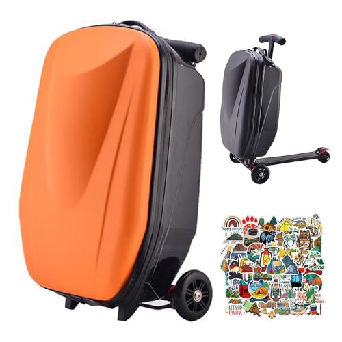 Maleta de mano rígida para patinete, bolsa de viaje ligera y portátil con ruedas para aeropuertos y desplazamientos, plegable y desmontable para adultos y niños, Orange