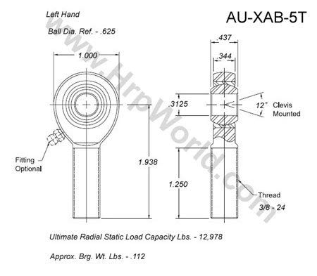 Company XAB-5T; .312" Bore - 3/8"-24 Thread - LH