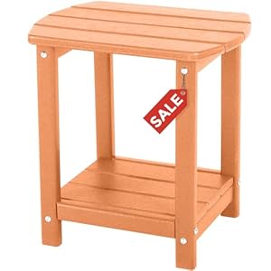 Adirondack Square Outdoor Side Table,2-Tier Storage Patio Side Table, HDPE End Tables for Backyard Pool Porch Garden Lawn GoldenYellow