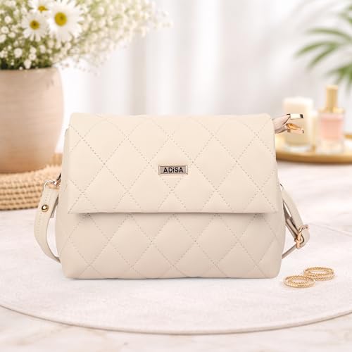 Image of ADISA Women's Girls Quilted Cross Body Sling Bag with Height Adjustable Belt (SL5169)