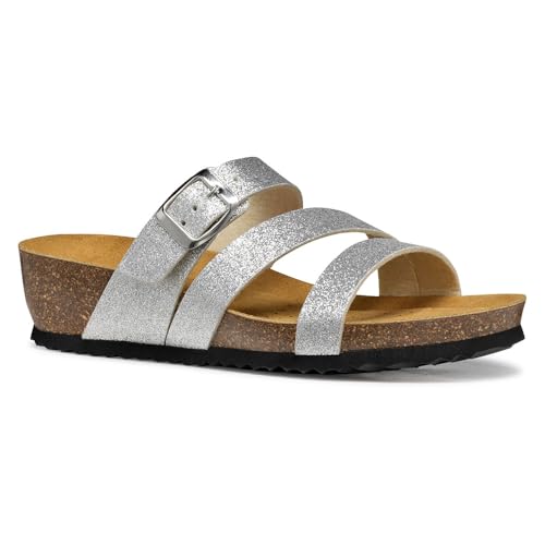 Geox D New STHELLAE A, Sandalo Piatto Donna, Silver, 39 EU