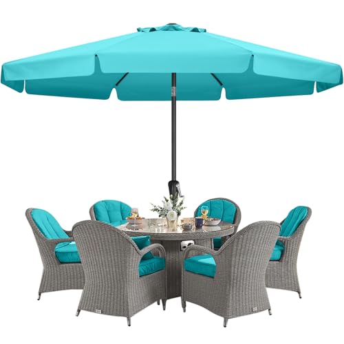 MASTERCANOPY Valance Patio Umbrella for Outdoor Table Market -8 Ribs (11ft,Turquoise)