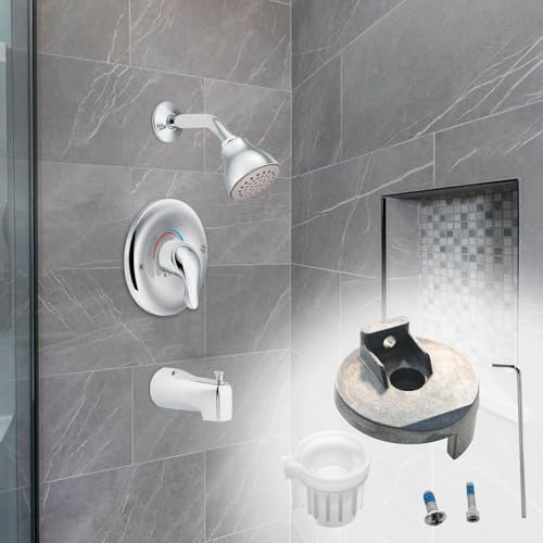 Shower Handle Adapter Kit for Moen 116653 Posi-Temp Shower Handle Replacement Adapter Kit,Compatible with Single Handle Tub/Shower Faucet Valve Cartridge,Metal Chrome