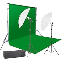400W Chromakey Green Screen 6ft x 9ft Backdrop Photography Video Lighting Kit - نظام دعم الخلفية متضمن - بواسطة Kaezi CH69G
