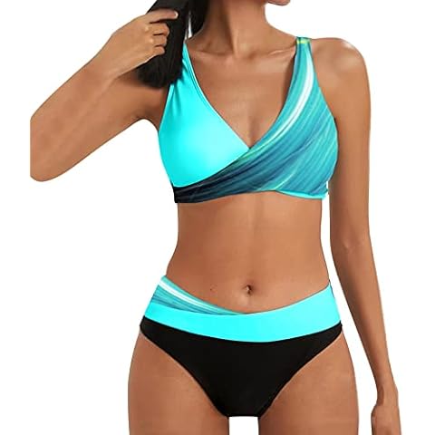 riou Bikinis Mujer 2023 Push Up Baratos Halter Bikini Traje de Baño Dos Piezas Sujetador y Braguitas Cintura Alta Basic Tankinis BañAdores Beachwear Brasileños Biqunis Cover