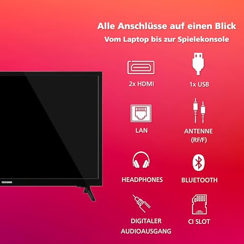TELEFUNKEN Fernseher 24 Zoll Smart TV (HD-Ready, HDR, Triple-Tuner, 6 Monate HD+ inkl.) XH24TO550S