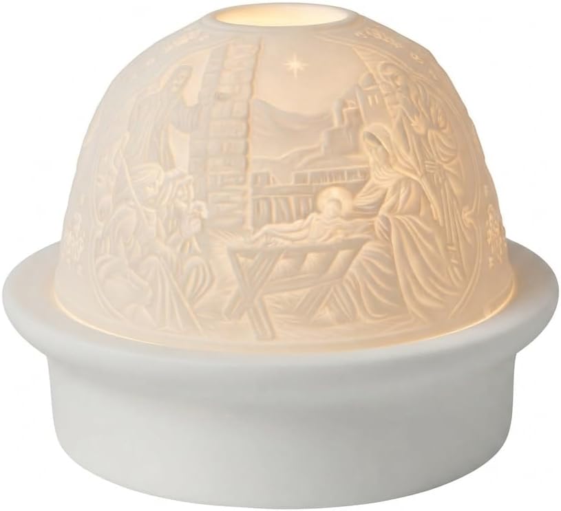 Nativity Scene, LED Light, Porcelain, 4.75-inch Width x 3-inch Height, Home Decor
