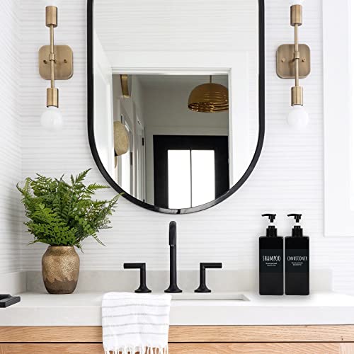 Image of Segbeauty Black Soap Dispenser, 2pcs 16.9oz Square Plastic Pump Press Shower Bottles, 500ml Empty Refillable Bathroom Shower Dispenser Containers for Shampoo Conditioner Lotion Gel Liquid Soap
