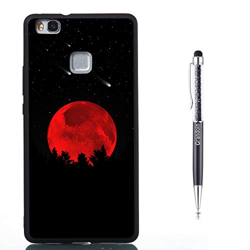 Grandoin Funda para Huawei P9 Lite, Suave Silicona Patrón Creativo TPU Gel Bumper Suave Ultra Fina Antigolpes Delgado Cover Protectora Case Carcasa (Luna)