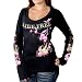 Hot Leathers Cherries Scoopneck Ladies Long Sleeve Tee - Junior Cut (Black, Large)