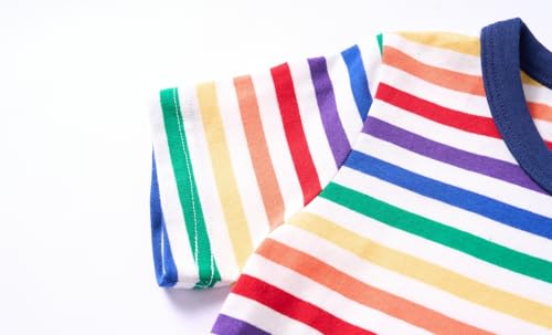 Image of Mud Kingdom T-Shirt for Boys Short Sleeve Plain Cotton Classic Summer Casual Stripe