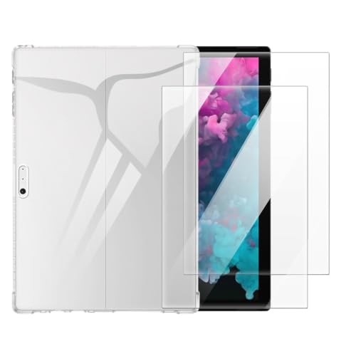 Surface Pro 7+ 12.3 2021�ƌ݊��������� �P�[�X���X�N���[���v���e�N�^�[ - �N���A | 12.3" �t���Z�b�g�ϏՌ��J�o�[�{2�����苭���K���X�t�B�����A�I�[���C�������ی�L�b�g