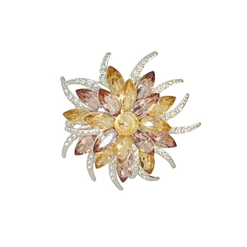 Image of Large Crystal Flower Brooch Pin for Women Red purple pink green Rhinestone Flower Lapel Pin Wedding Party Birthday Dance Banquet Dress Suit Ceremony Clothes Hat Bag Accessories Jewelry