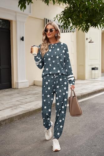 Image of Ekouaer Sweatsuits Womens Loungewear Set Tracksuit Long Sleeve Pajamas Set with Pockets 2 Piece Outfits Lounge Sets