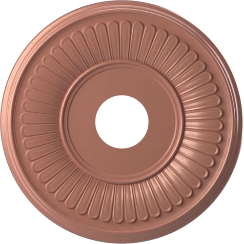 Image of Ekena Millwork CMP16BEFCP Berkshire Thermoformed PVC Ceiling Medallion (Fits Canopies up to 7 inch), 16 inchOD x 3 1 /2 inchID x 1 inchP, Universal Pearl Metallic Champagne Pink