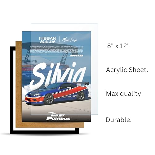 Image of Posternet NISSAN Silvia S15 Wall Poster Frames | 8 x 12 inch | Fast and Furious Themed JDM Cars | Hanging Wall Artwork Frames for Living Room, Bedroom, Office and Etc