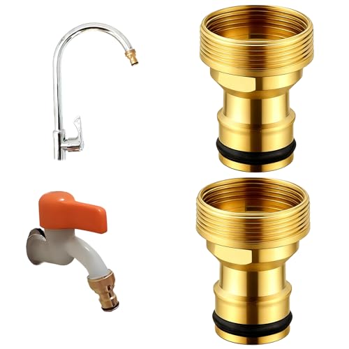 2 Piezas Adaptador Grifo Manguera, Compatible con Rosca Fina 22mm y 24mm de Grifo Cocina, Acoplamiento Rápido para Manguera de Jardín, Riego, Lavadora y Limpieza, Sin Herramientas Necesarias