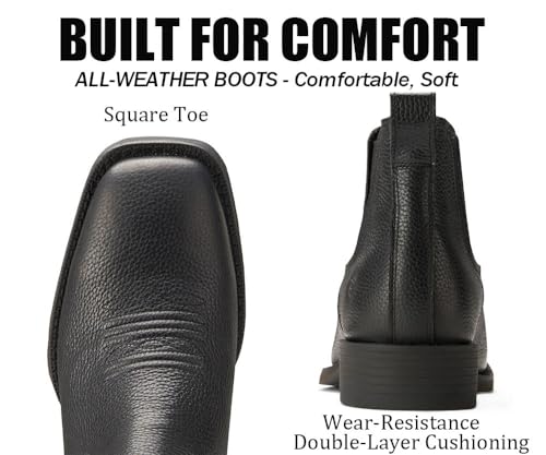 Image of SUREWAY Men's Western Chelsea Boots, Genuine Leather Slip-On Ankle Boots