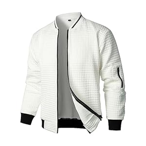 HOOD CREW Menâs Lightweight Casual Jackets Varsity Bomber Jacket Coat with Zipper