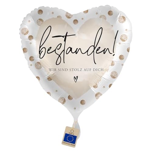 Folienballon Bestanden Prüfung „Stolz auf Dich“ – Ballon für Abitur, Abi, Bachelor, Master & Führerschein, Deko & Geschenk für Absolventen, Helium geeignet, Made in EU
