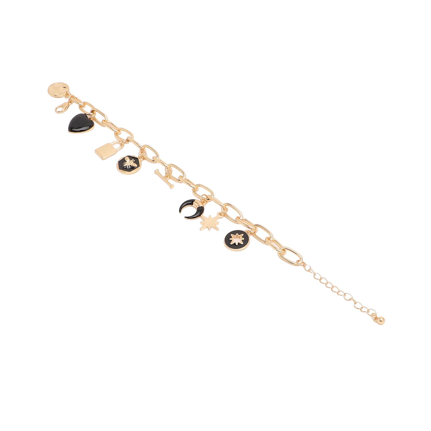 SOHI Gold Plated Charms Contemporary Chain Link Bracelet for Women and Girls | hand accessories| adjustable bracelets | Handcuff, Kada, Bracelet |Indo-western jewellery for girls (6565) (B0C9HL1C68) Amazon Price History, Amazon Price Tracker