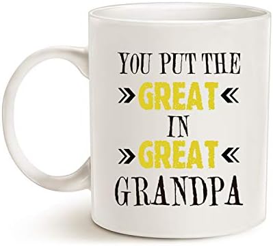 MAUAG Grandpa Coffee Mug, You Put the Great in Great Grandpa Birthday Presents for Your Grandfather Cup White, 11 Oz image 4