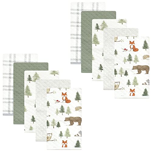 Image of Hudson Baby Unisex Baby Quilted Burp Cloths, Forest Animals, One Size