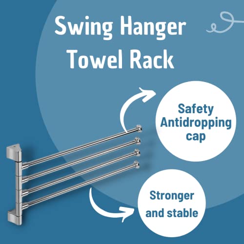 Image of ZAP SStainless Steel Swivel Towel Rack for Bathroom Swivel 4-arm Bathroom Swing Hangers for Bathroom /Towel Hanger (Four Arm, Stainless Steel)