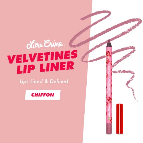 Lime Crime Velvetines Lip Liner, Chiffon (Rosy Mauve) - Soft & Creamy Texture - Long-Lasting Nude Matte Lip Lining Pencil - Waterproof Formula, Won't Smudge Or Transfer - Vegan & Cruelty-Free #TOP1