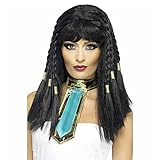 Altatac Black Wig with Bangs Black Hair with Braids Wigs for Girls Woman Costume Headpiece Egyptian Queen - 17.8' Long