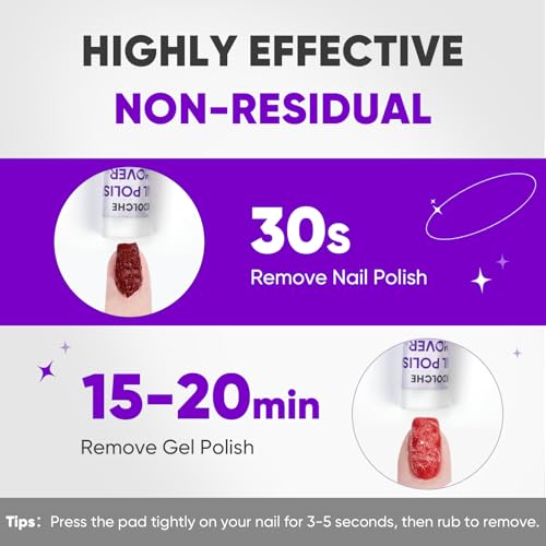 OAKDOLCHE 250 Pack Bulk Acetone Nail Polish Remover Pads, Individually Wrapped & Travel-Friendly, Quick & Effective for Gel & Fingernail Polish, Home & Professional Nail Polish Removal Wipes - Thumbnail 4
