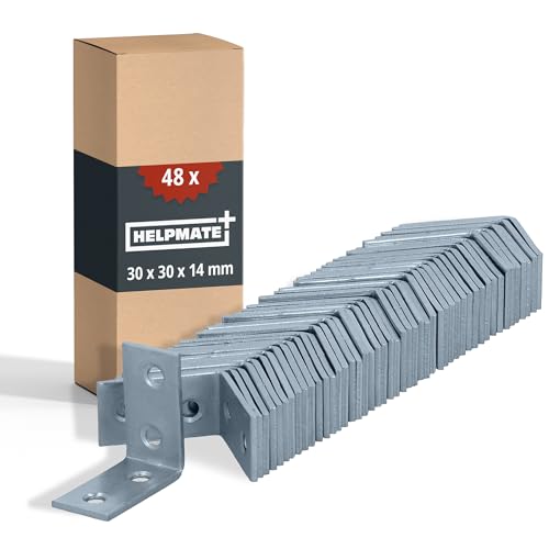 HELPMATE – 48 Stück Stuhlwinkel 30x30x14 mm – Winkelverbinder galvanisch verzinkt & blau passiviert – Möbelwinkel mit Korrosionsschutz, stabil & langlebig – einfache Montage