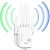 Répéteur WiFi Puissant, Amplificateur WiFi 6 Antennes Extérieur, Couverture 300 m², Répéteur/AP Mode, 2 Ports LAN, Installation Rapide pour Maison/Bureau