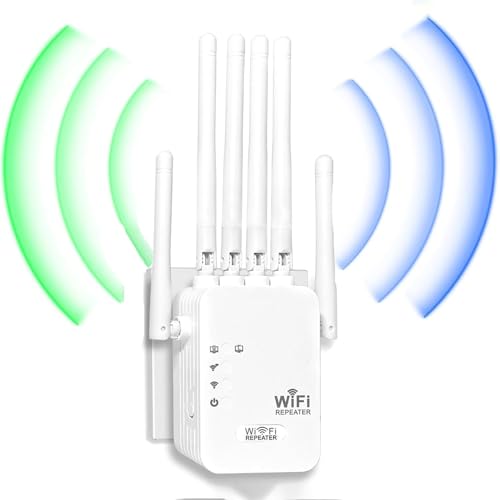 Repetidor WiFi, Amplificador señal WiFi Potente,6 Antenas,Cobertura 300 m², Modo Repetidor/Router/Ap, Compatible con Todos los Routers, Adecuado para Uso Doméstico y de Oficina﻿