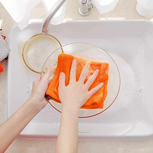 Image of Homaxy 100% Cotton Waffle Weave Kitchen Dish Cloths, Ultra Soft Absorbent Quick Drying Dish Towels, 12 x 12 Inches, 6-Pack, Orange