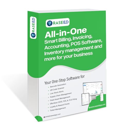 Raseed Premium 1 Year – All-in-One Smart Billing Invoicing, Accounting, Inventory management & POS Software. Perfect for Small businesses, Retail, Grocery, Startups, Freelancers, etc | Email delivery in 2 Hours - no CD.