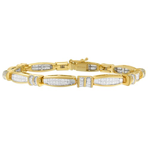 Original Classics 14K Yellow Gold Princess and Baguette Cut Diamond Beaded Bracelet (3.00 cttw, H-I Color, SI1-SI2 Clarity)