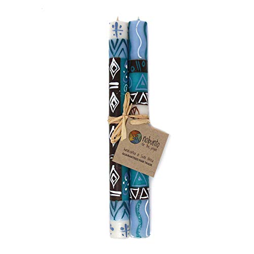 Global Crafts Pair Of Hand-Painted Candles In African Designs (Maji) #TOP1