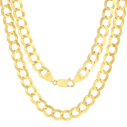 Nuragold 10K Real Yellow Gold Solid Cuban Curb Link Chain Necklace 16"-30" (1.5mm-12mm) Italian Jewelry for Men & Women3