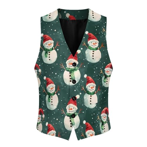 Cute Snowman Novelty Men's Suit Vest Funny Formal Dress Vests Business Waistcoat3