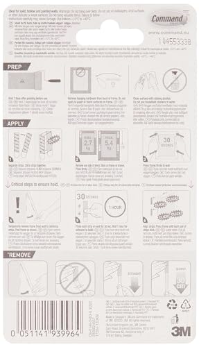Command 17204-EF 3M Company-17204-12ES, 12 Pairs, White, Picture Strips