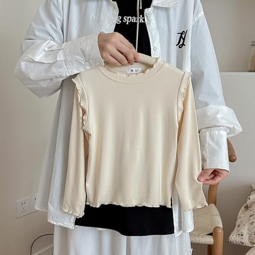 Toddler Girls Lettuce Trim Long Sleeve Tee Shirts Casual Blouse Tops with Ruffles2