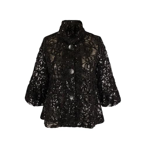 Damee Floral Chenille & Sequin Peplum Jacket - 2411