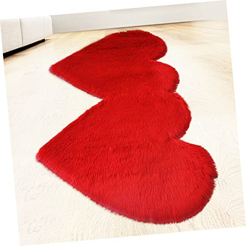 Tapis de sol intérieur doux en cœur rouge solide et lavable - 3