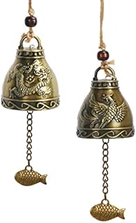 MEETANG 2 Pcs Vintage Feng Shui Wind Chimes Chinese Dragon Fengshui Bell Phoenix Wind Chimes for Indoor Outdoor Garden Home Good Luck Blessing Decoration(2 Styles)
