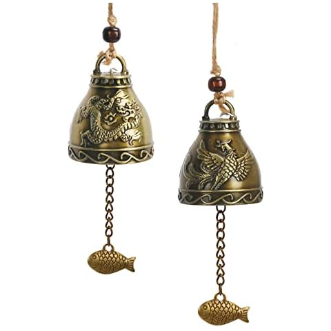 MEETANG Vintage Feng Shui Wind Chimes, Metal, Bronze, One Size Cover