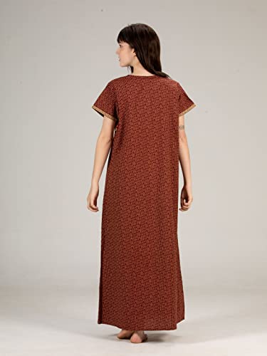 Image of Evolove Women's Cotton Long Maxi Night Gown Nighty Dress with Pocket & Stylish Button, Super Soft Comfortable (LNG-Button)