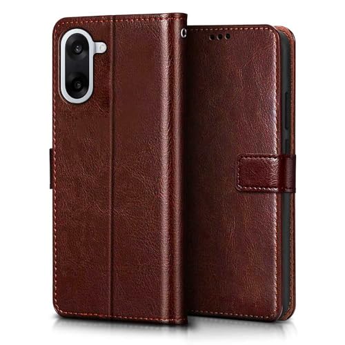 Image of WOW IMAGINE Shock Proof Flip Cover Back Case Cover for 1+ OnePlus Nord CE 5 5G (Flexible | Leather Finish | Card Pockets Wallet & Stand | Chestnut Brown)