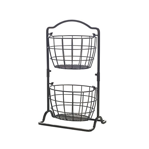 Gourmet Basics by Mikasa 5217597 Harbor 2-Tier Metal Mini Countertop Fruit Storage Basket